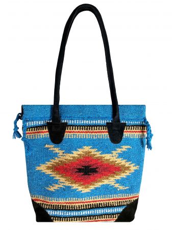 Showman Cotton&#47;Acrylic Southwest Design Saddle Blanket Bag - blue and red